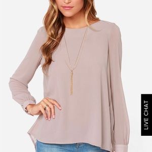 LULUS EXCLUSIVE TRADE SECRETS TAUPE TOP